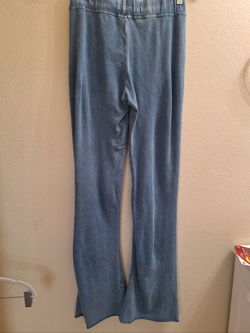 Wide Leg Cotton Blend  Raw Hem  Lounge Pants, Small - Picture 3 of 4